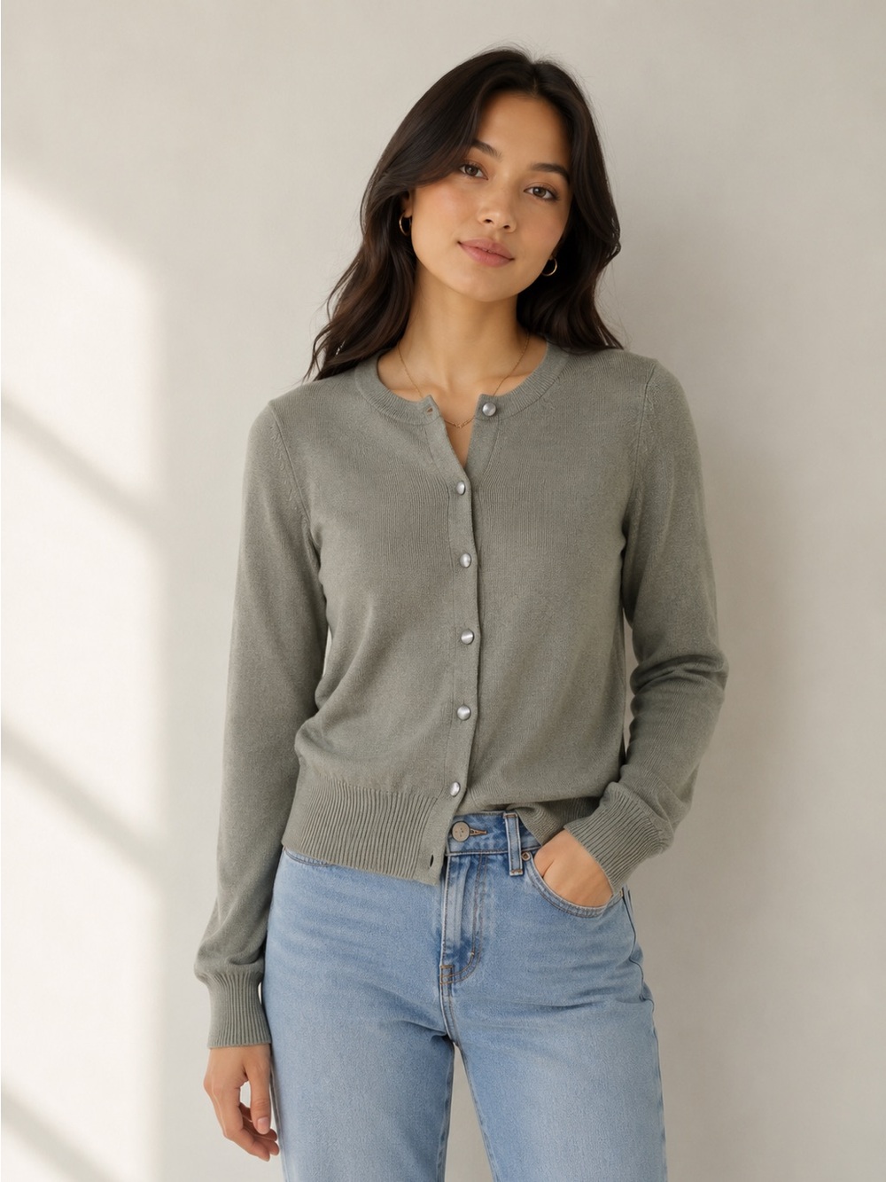 Philosophy Sage Sweater with Satin Buttons